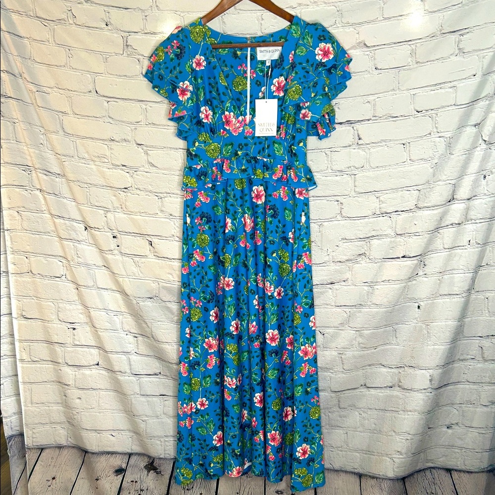 Smith & Quinn Genevieve Chrysanthemum Print Short Sleeve Dress Size Small New